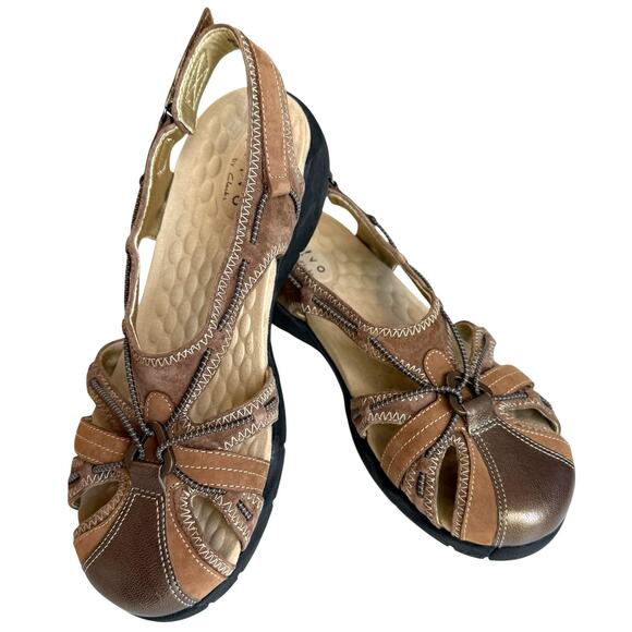 Clarks Privo Closed Toe Sandals Womens 8M Leather Slingback Gorp Casual Outdoors - Picture 1 of 11